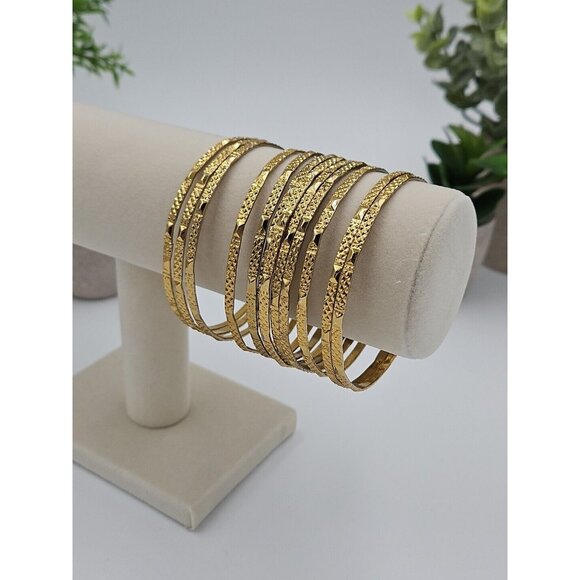 Jewelry - Lot Of 11 Gold Tone Bangle Bracelets